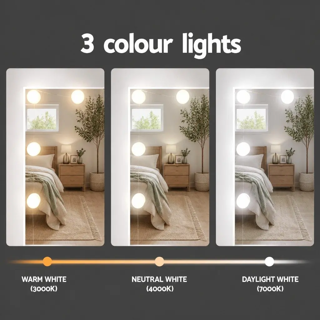 Dressing Table Set with Stool LED Bulbs 118cm White
