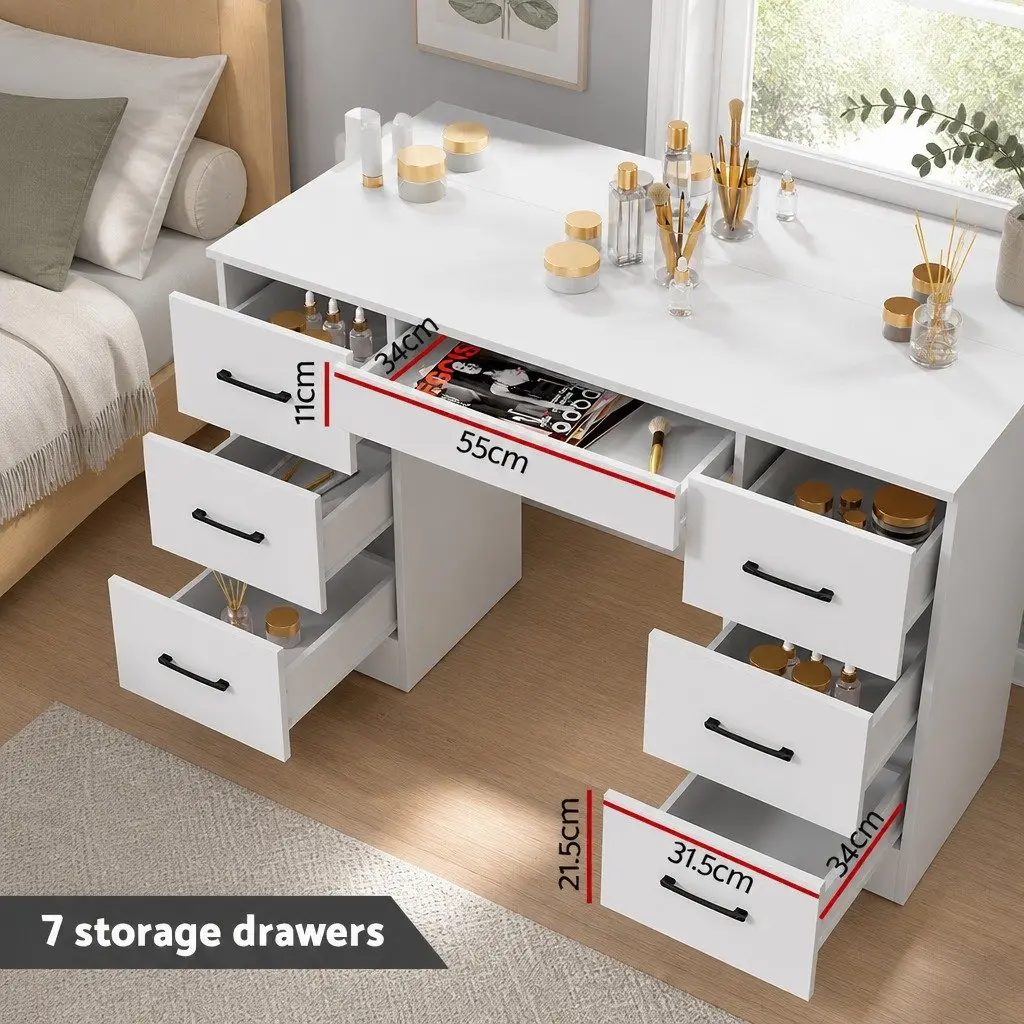 Dressing Table Set with Stool LED Bulbs 118cm White