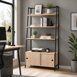 5-Tier Oak Cube Cabinet Bookshelf with Storage Solutions