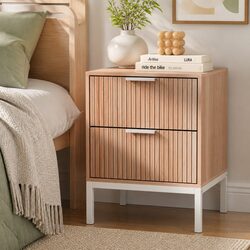 2-Drawer Nightstand Storage Cabinet in Natural Pine
