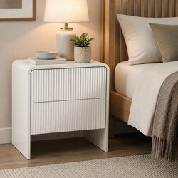 Stylish Beige 2-Drawer Bedside Table for Any Room