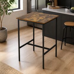 Bar Table with Metal Frame and Vintage Walnut Finish