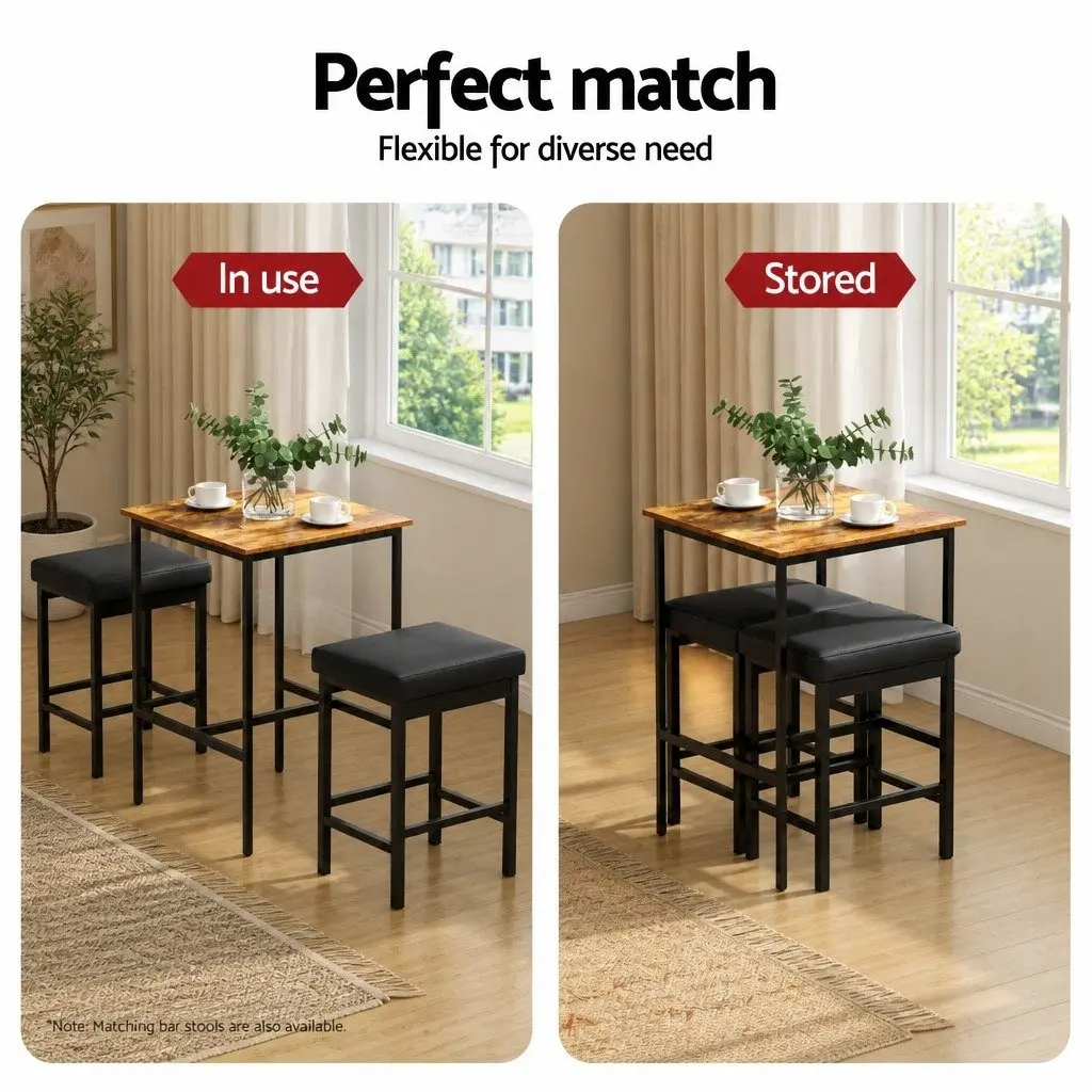 Bar Table Vintage Style 60x92cm Walnut Metal Frame