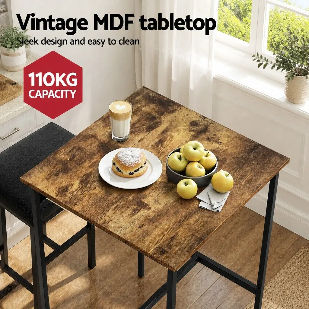 Bar Table Vintage Style 60x92cm Walnut Metal Frame
