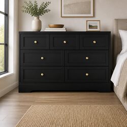 Modern Black 7 Drawer Chest for Elegant Storage