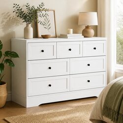 Modern 7 Drawer Chest in White for Stylish Interiors