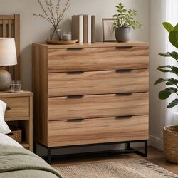 4 Drawer Chest of Drawers Tallboy in Rust Oak