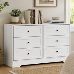 White Chest of Drawers with 6 Drawers for Organized Storage