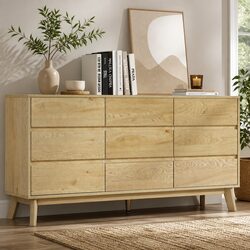Pine Natural 9 Drawer Chest with Durable Construction