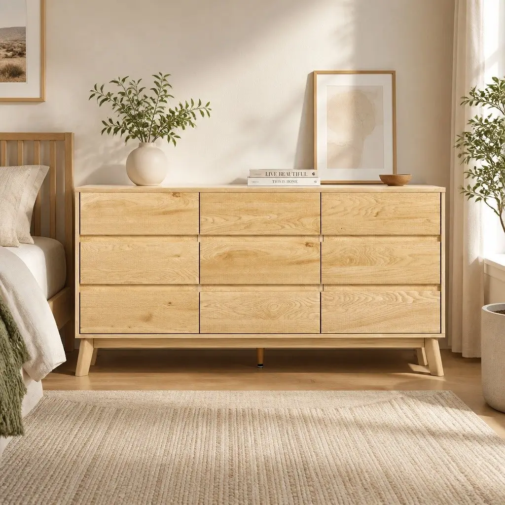 9 Drawer Chest of Drawers Tallboy Cabinet Pine