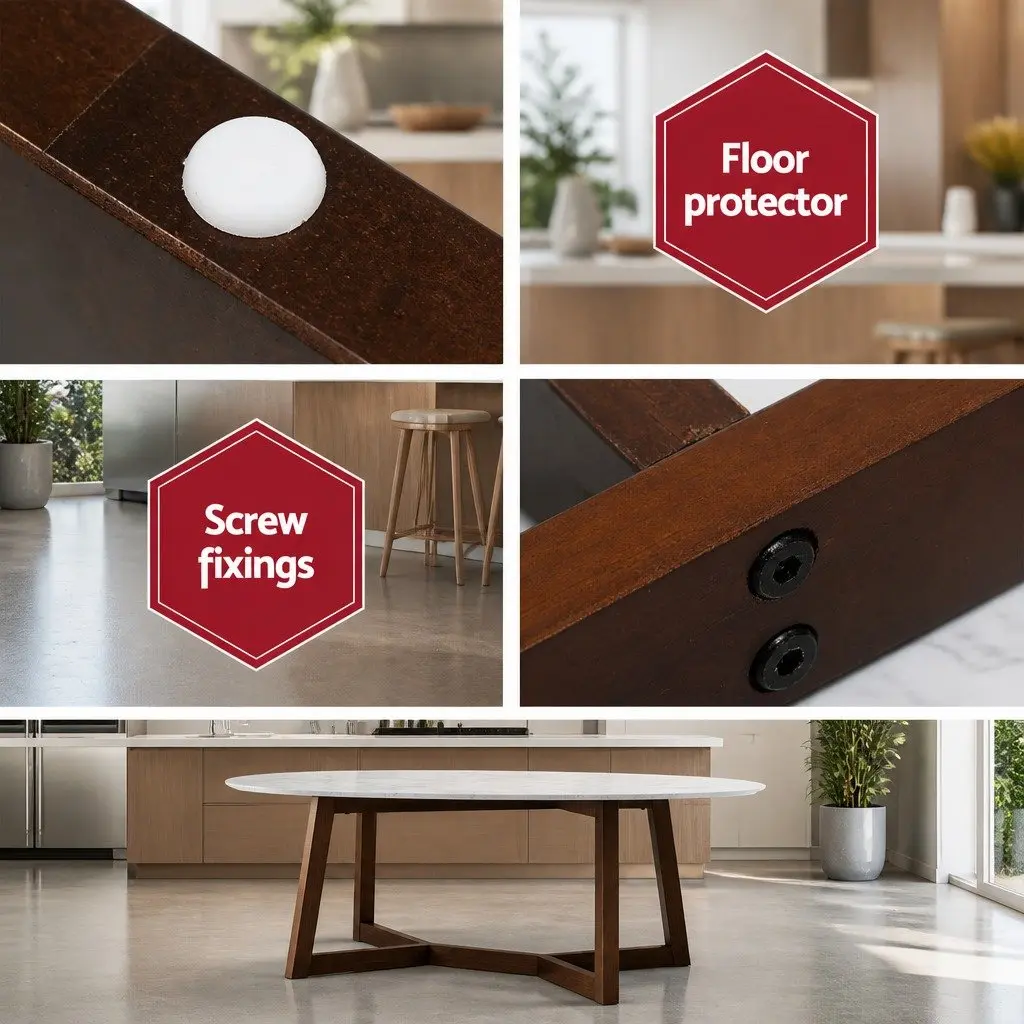 Oval Coffee Table Marble Effect Easy Clean 80cm Walnut