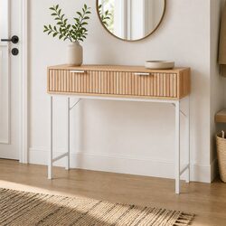 92cm Pine Console Table with 2 Storage Drawers