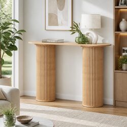 115CM Oval Console Table with Fluted Base Design