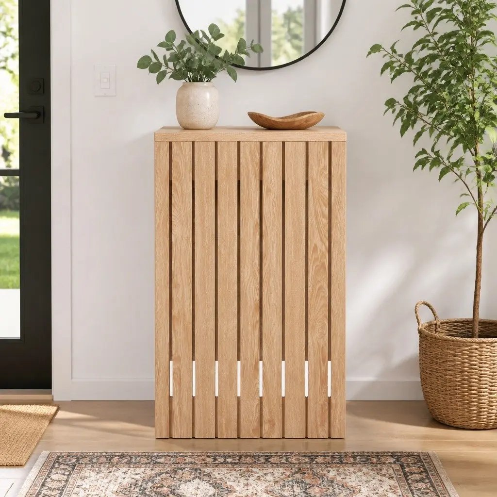Console Table Fluted Non-Slip 120CM Pine Wood Grain Side Table