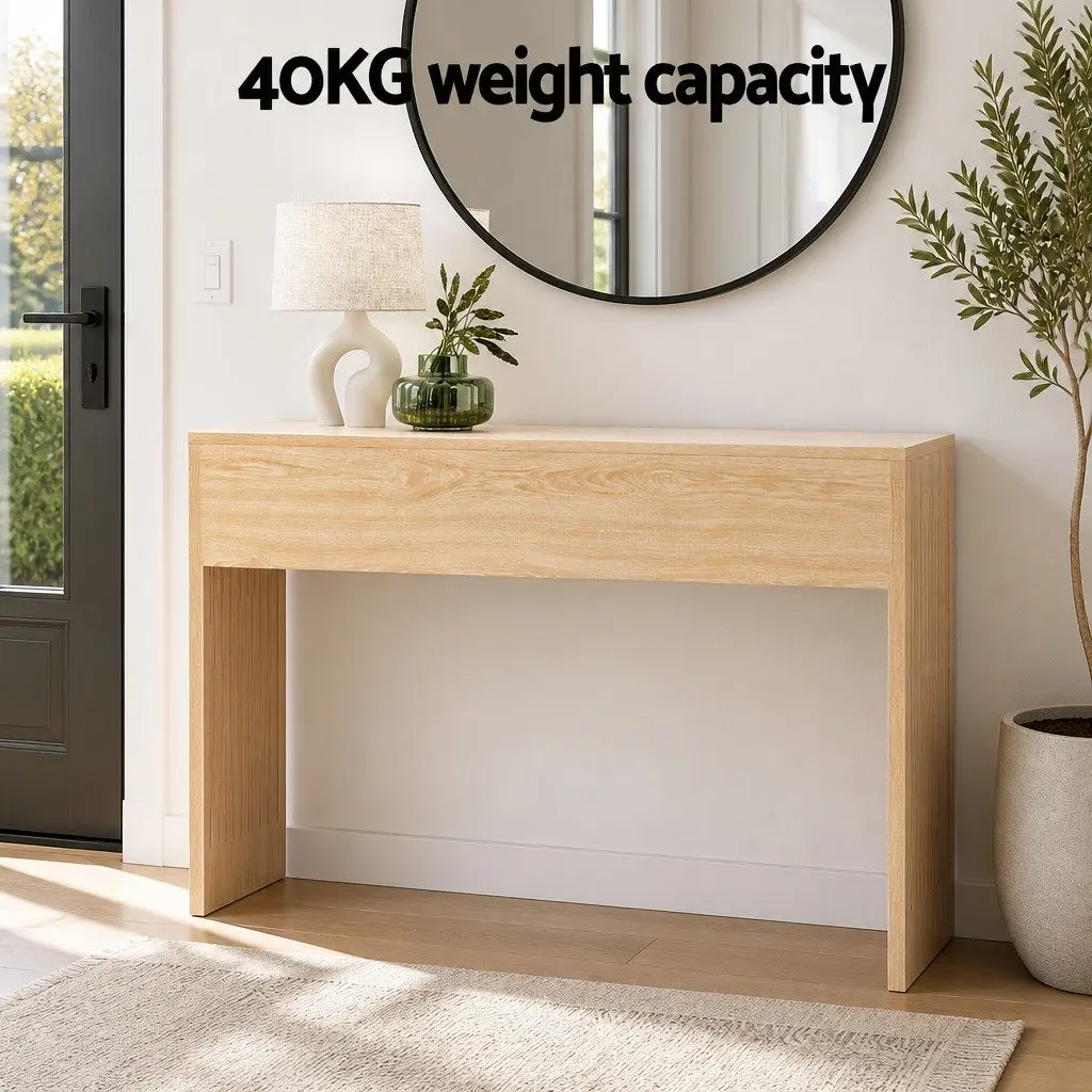 Console Table Fluted Non-Slip 120CM Pine Wood Grain Side Table