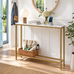 Slim Console Table for Entryways with Charging Ports