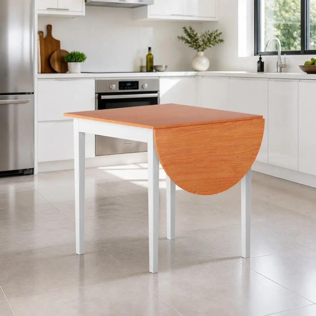 Extendable Dining Table Space-Saving Semi-Circle Top Pine 75-110cm