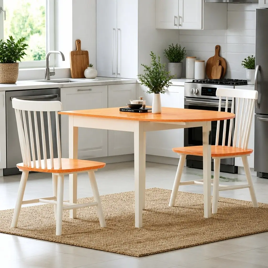 Extendable Dining Table Space-Saving Semi-Circle Top Pine 75-110cm