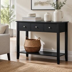 Minimalist Console Table with Storage in Black