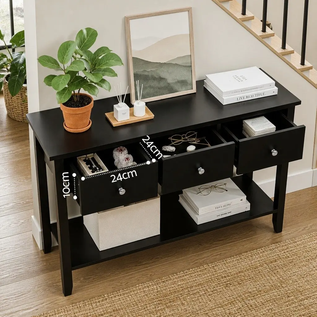 Console Table Storage Shelf 100cm Black