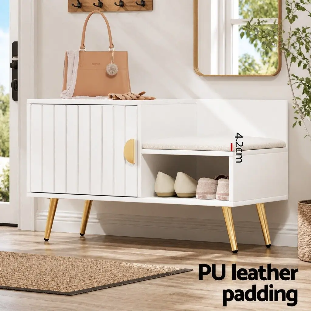Shoe Cabinet Bench Set Adjustable 10 Tier White