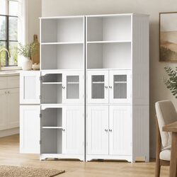 White Buffet Sideboard Cabinet with Adjustable Shelves