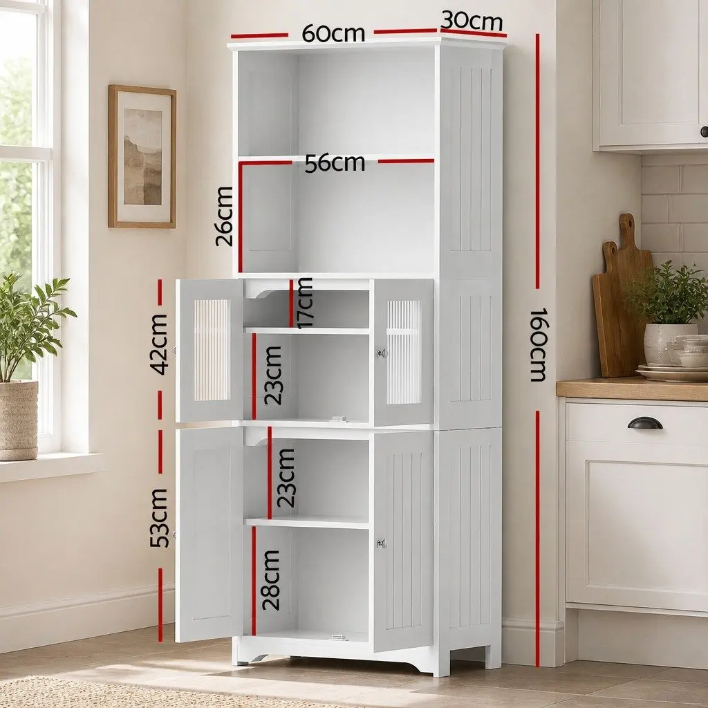 Buffet Sideboard Cabinet Storage Cupboard White 60cm W x 30cm D x 160cm H