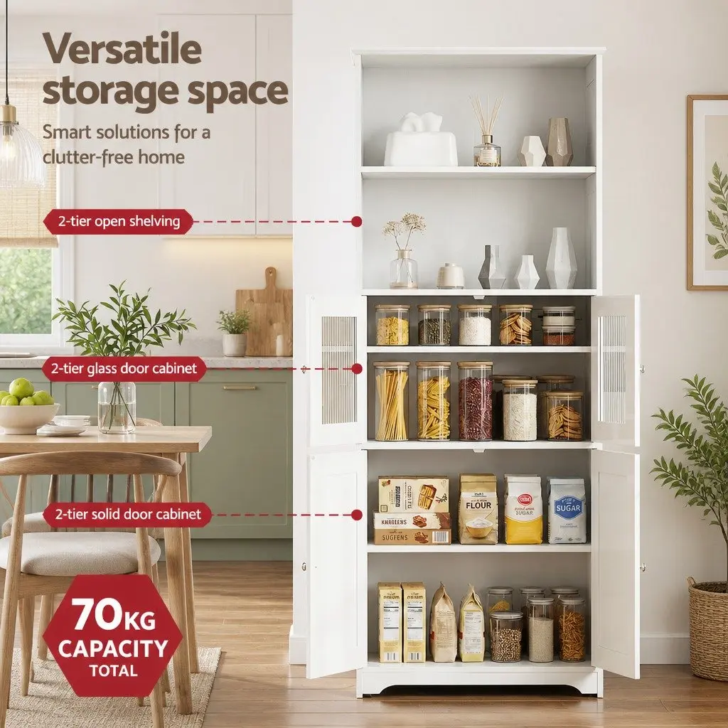 Buffet Sideboard Cabinet Storage Cupboard White 60cm W x 30cm D x 160cm H