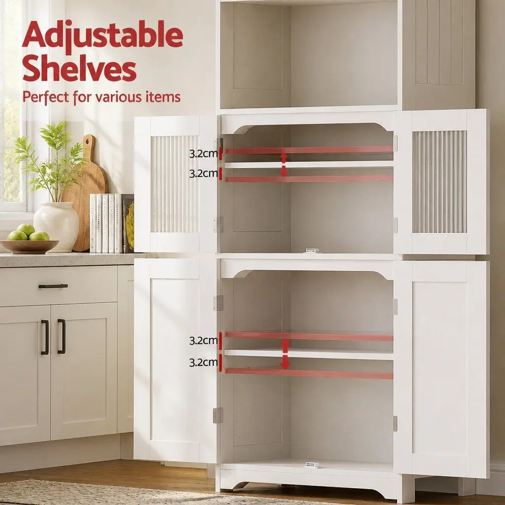 Buffet Sideboard Cabinet Storage Cupboard White 60cm W x 30cm D x 160cm H