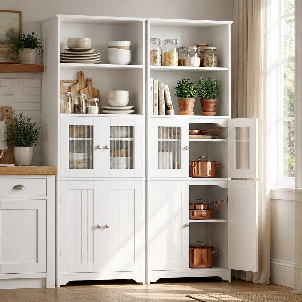 Buffet Sideboard Cabinet Storage Cupboard White 60cm W x 30cm D x 160cm H