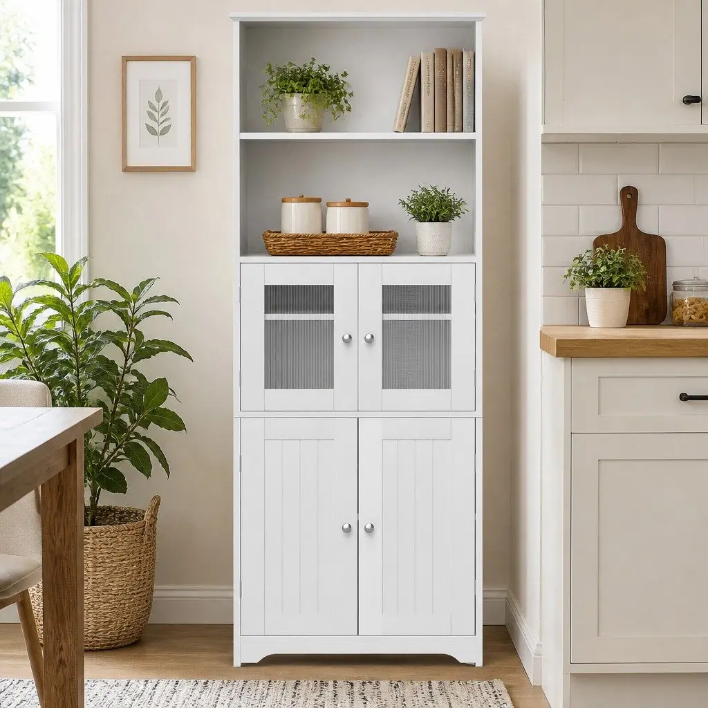 Buffet Sideboard Cabinet Storage Adjustable Shelves 160cm White