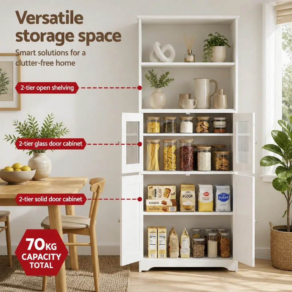 Buffet Sideboard Cabinet Storage Adjustable Shelves 160cm White