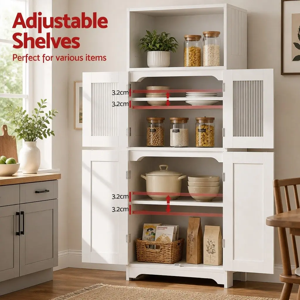 Buffet Sideboard Cabinet Storage Adjustable Shelves 160cm White