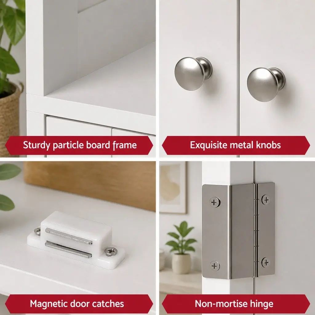 Buffet Sideboard Cabinet Storage Adjustable Shelves 160cm White