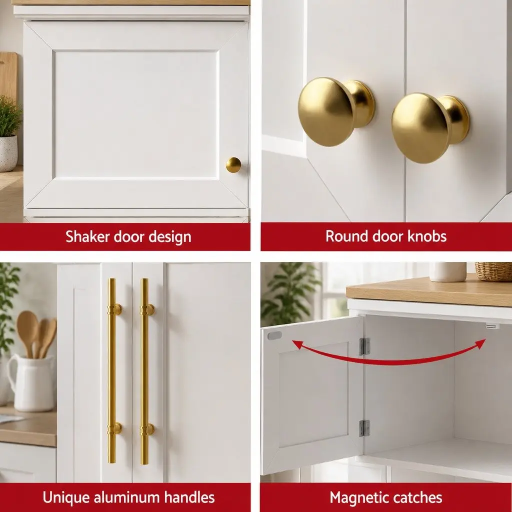 Buffet Sideboard Cabinet Adjustable Shelves White 80cm W x 40cm D x 200cm H