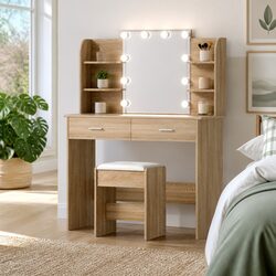 Dressing Table Set with LED Bulbs and Stool