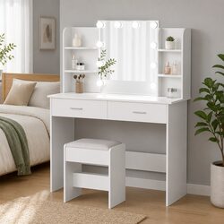 Dressing Table Set with LED Bulbs and Stool