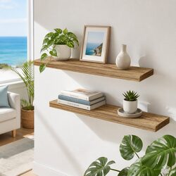 Floating Wall Shelf Set of 2 in Oak Finish 90CM
