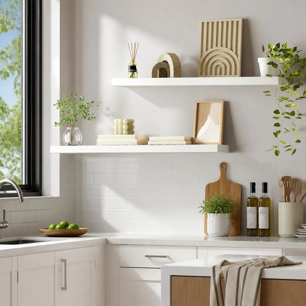 Floating Wall Shelf Set of 2 Space-Saving 90CM White Storage Display Shelves