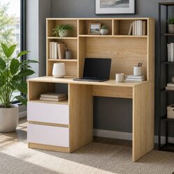 Functional Computer Desk with Storage Options in White