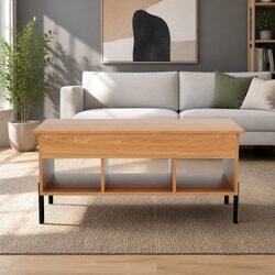 Lift Top Coffee Table in Oak with Storage Features
