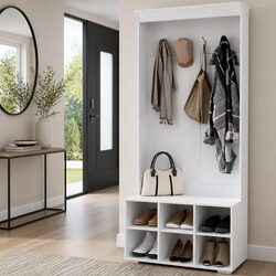 Shoe Rack Cabinet Hall Tree with Bench and Hooks 180cm