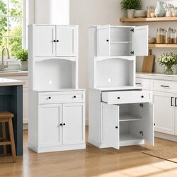 Buffet Sideboard Hutch Cabinet, White 180cm High