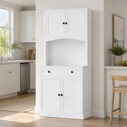 White Buffet Sideboard Cabinet with Storage Solutions
