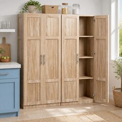 2x Freestanding Storage Cabinets in Pine Finish