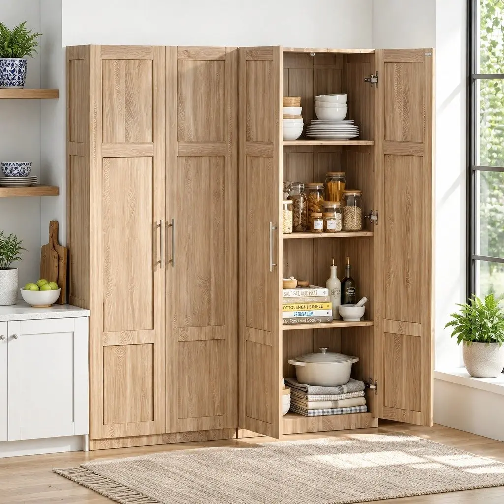 2x Freestanding Storage Cabinets in Pine Finish