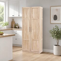 Tall Wooden Storage Cabinet with Adjustable Shelving