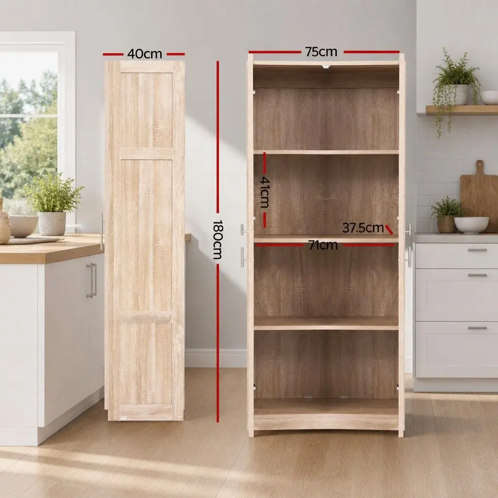 Buffet Sideboard Cupboard Cabinet Pantry Organiser Storage 4 Adjustable Shelves