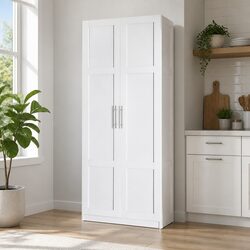 White 2 Door Storage Cabinet with Adjustable Shelves