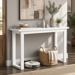 110CM White Console Table with Ski-Leg Structure
